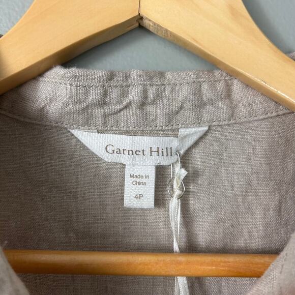 NWT Garnet Hill Classic Linen Shirt Dress Sleeveless Sand Tan Mini 4 Petite 4P P - Picture 7 of 8